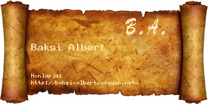 Baksi Albert névjegykártya